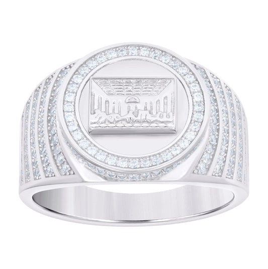 Sterling Silver Men's Cubic-Zirconia Last Supper Religious Bridal Anniversary Wedding Engagement Band Ring
