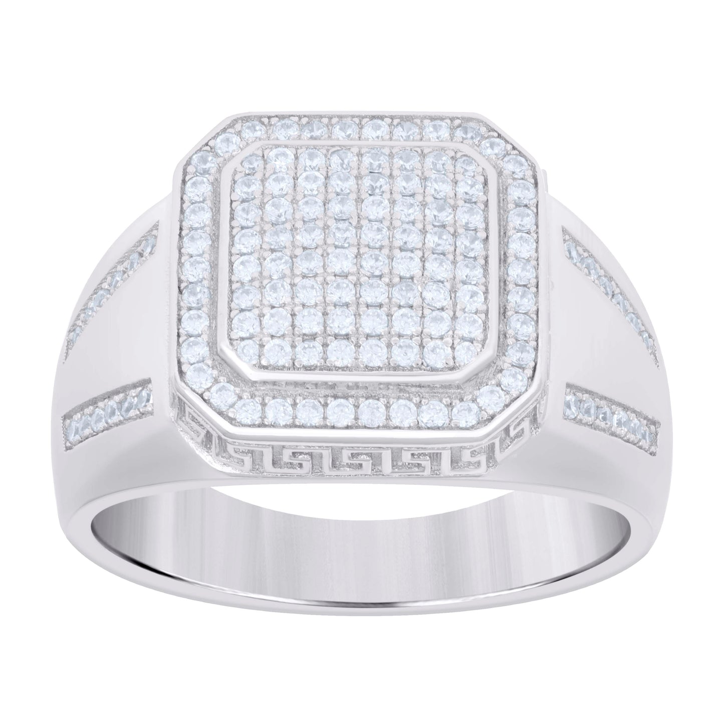 Sterling Silver Men's Cubic-Zirconia Fashion Bridal Anniversary Wedding Engagement Band Ring