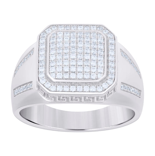 Sterling Silver Men's Cubic-Zirconia Fashion Bridal Anniversary Wedding Engagement Band Ring