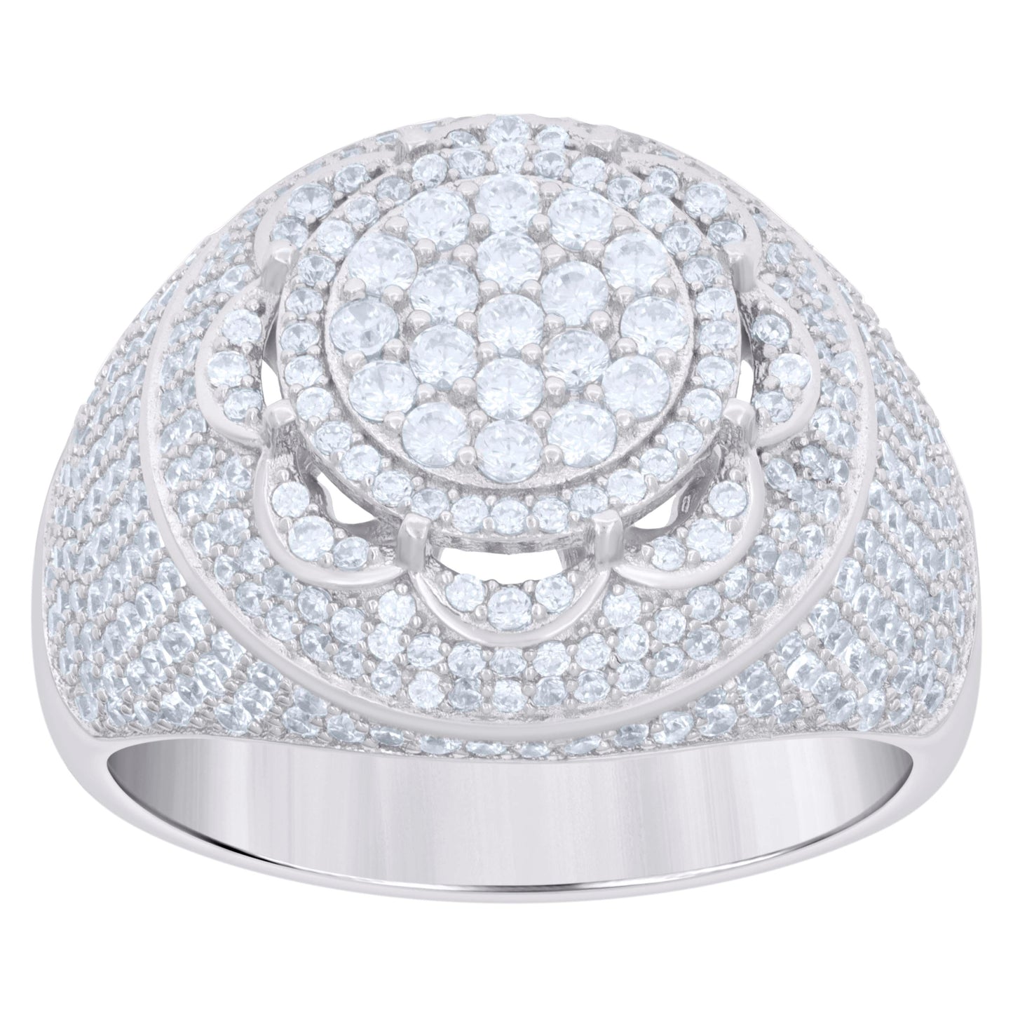 Sterling Silver Men's Cubic-Zirconia Fashion Bridal Anniversary Wedding Engagement Band Ring