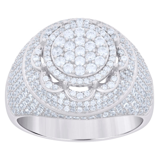 Sterling Silver Men's Cubic-Zirconia Fashion Bridal Anniversary Wedding Engagement Band Ring