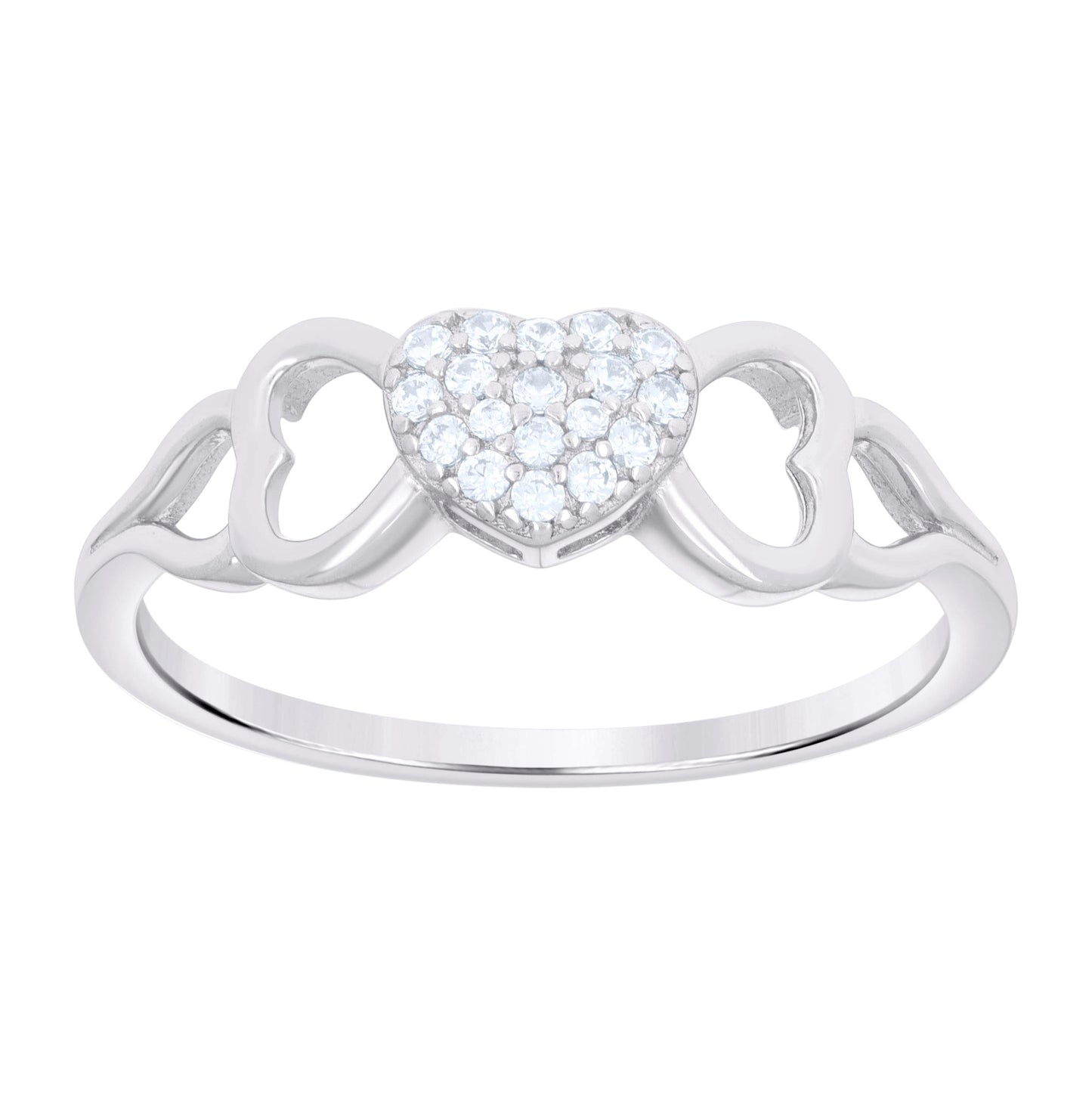 Sterling Silver Womens Cubic-Zirconia Bow Heart Bridal Anniversary Wedding Engagement Band Ring