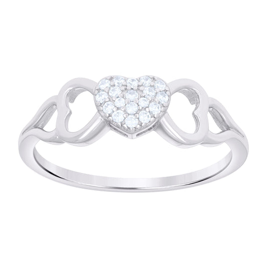 Sterling Silver Womens Cubic-Zirconia Bow Heart Bridal Anniversary Wedding Engagement Band Ring