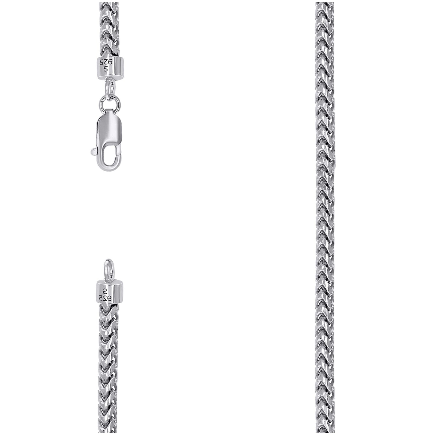 Sterling Silver Or Rhodium Plated Solid Franco Chain