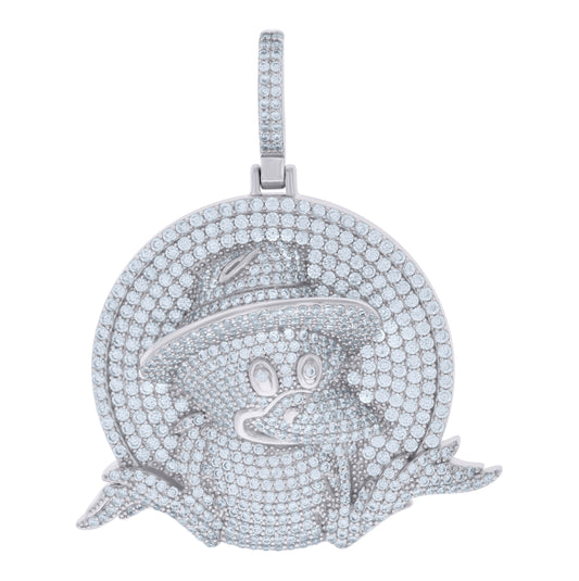 Sterling Silver Mens Cubic-Zirconia Fashion Charm Pendant