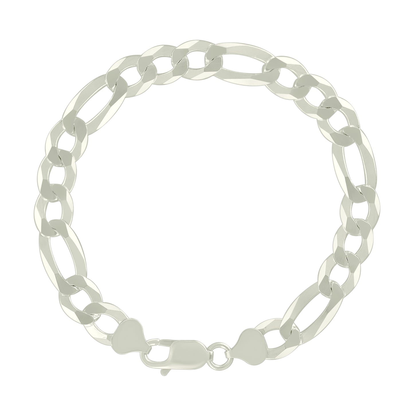 Sterling Silver Super Flat Figaro Chain Silver Plated 200 8.9mm-18"