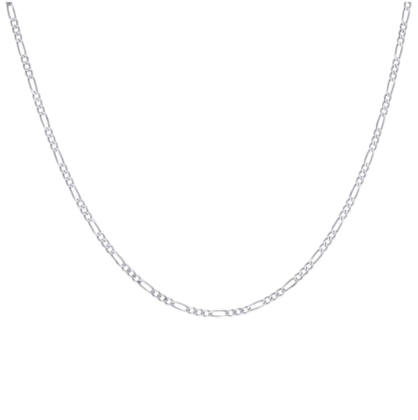 Sterling Silver Rhodium Plated Super Flat Figaro Chain