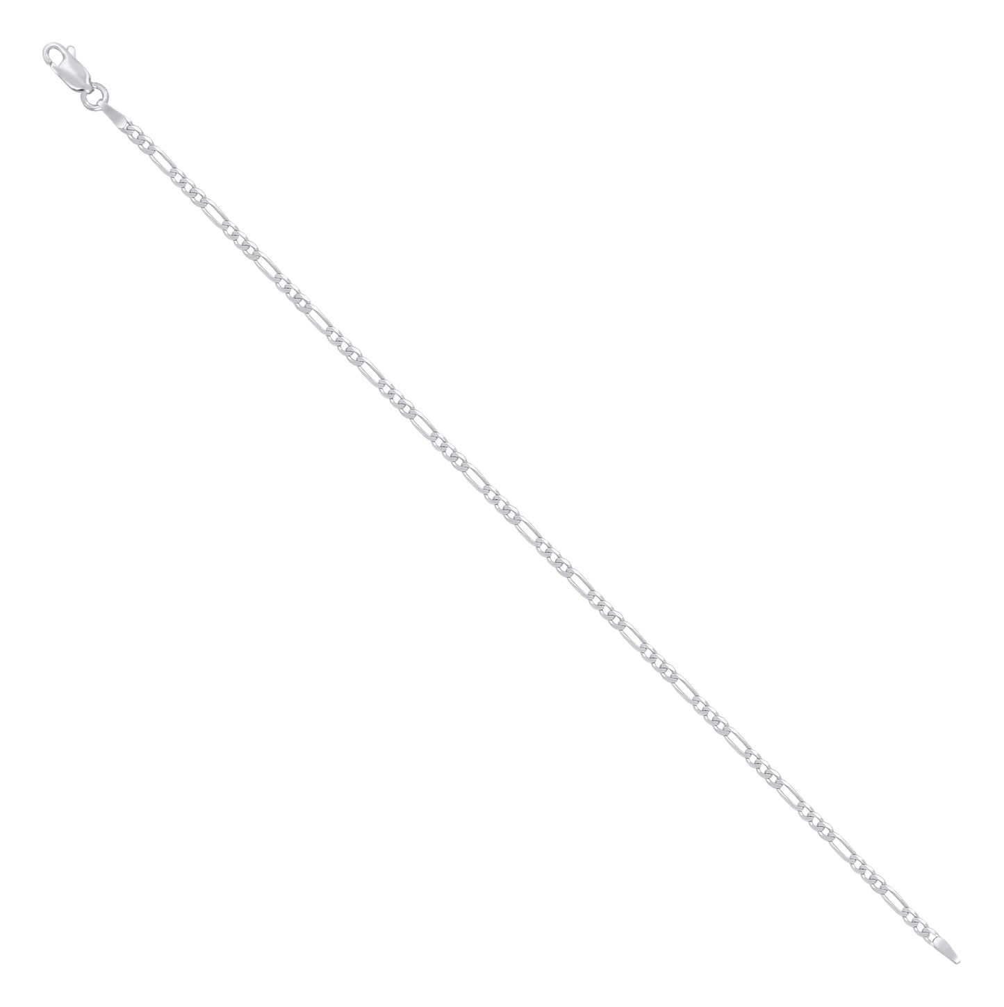 Sterling Silver Rhodium Plated Super Flat Figaro Chain