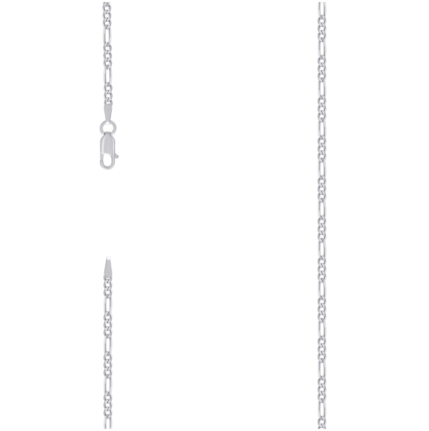 Sterling Silver Rhodium Plated Super Flat Figaro Chain