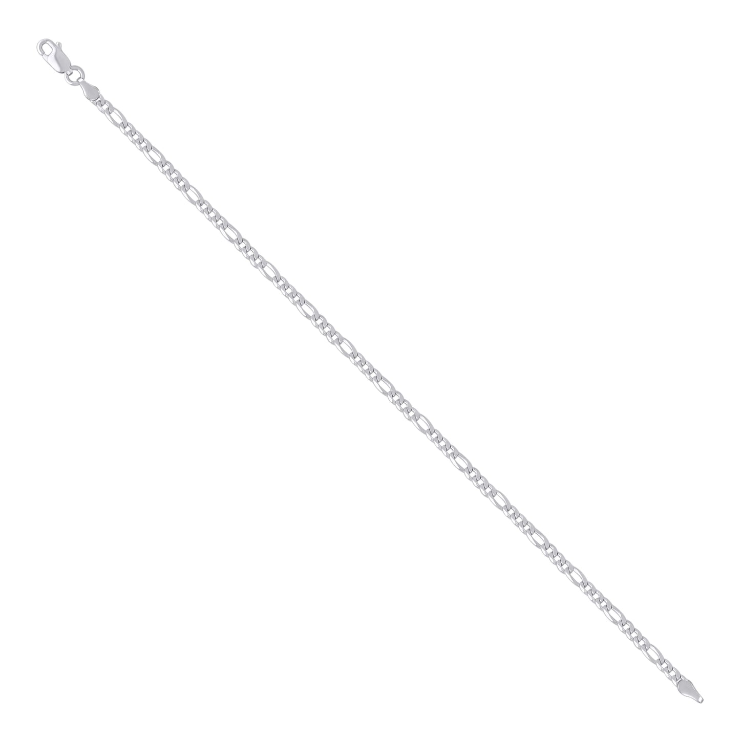 Sterling Silver Rhodium Plated Super Flat Figaro Chain