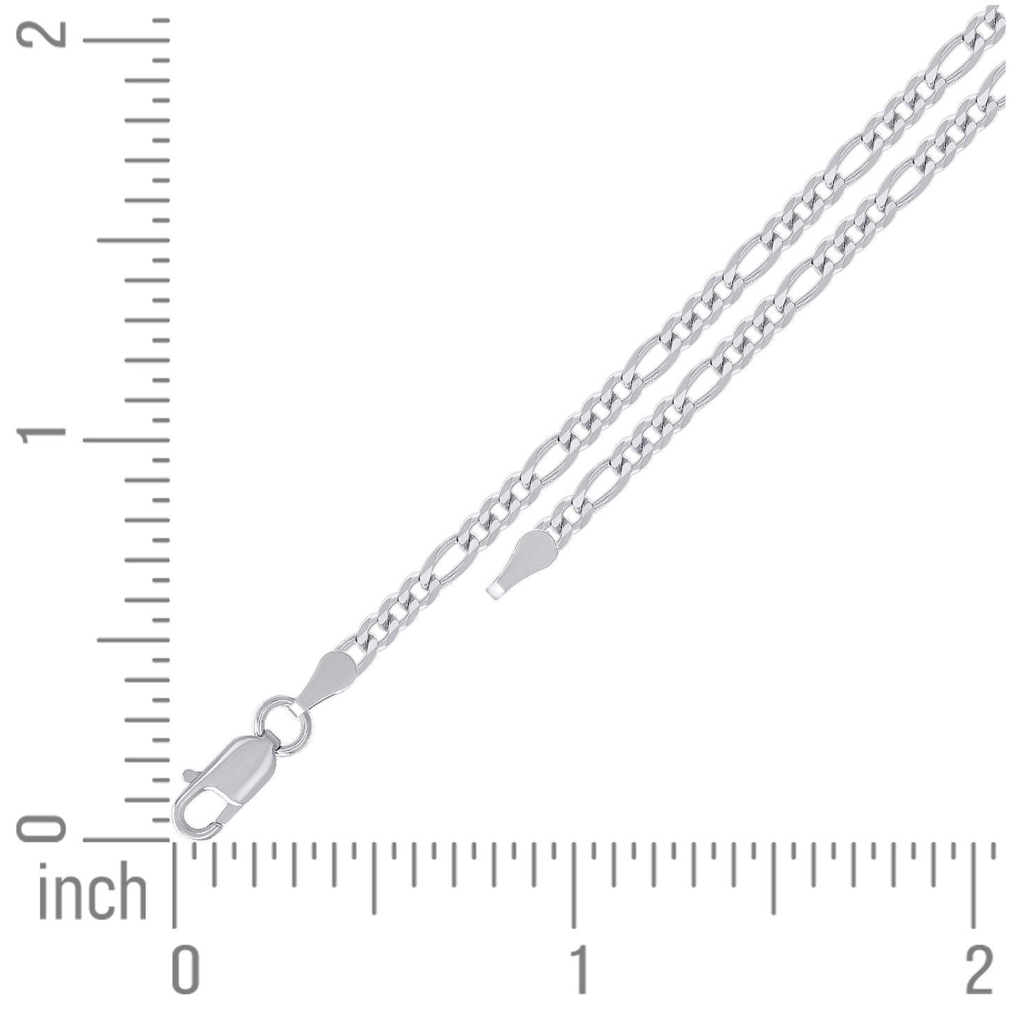 Sterling Silver Rhodium Plated Super Flat Figaro Chain
