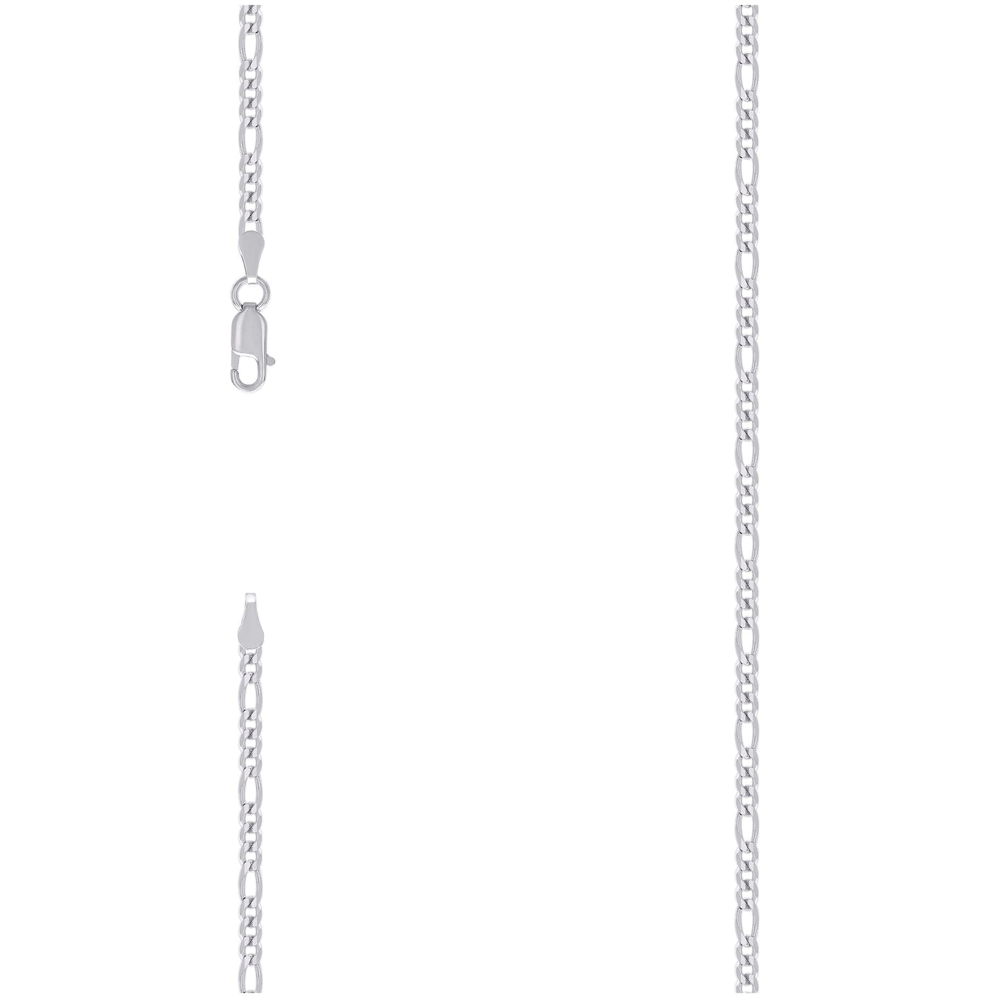Sterling Silver Rhodium Plated Super Flat Figaro Chain