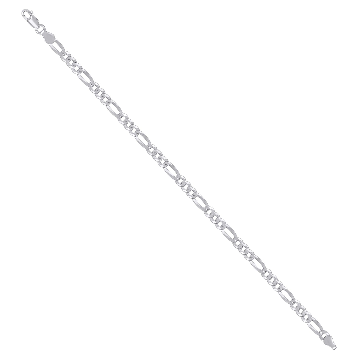 Sterling Silver Rhodium Plated Super Flat Figaro Chain