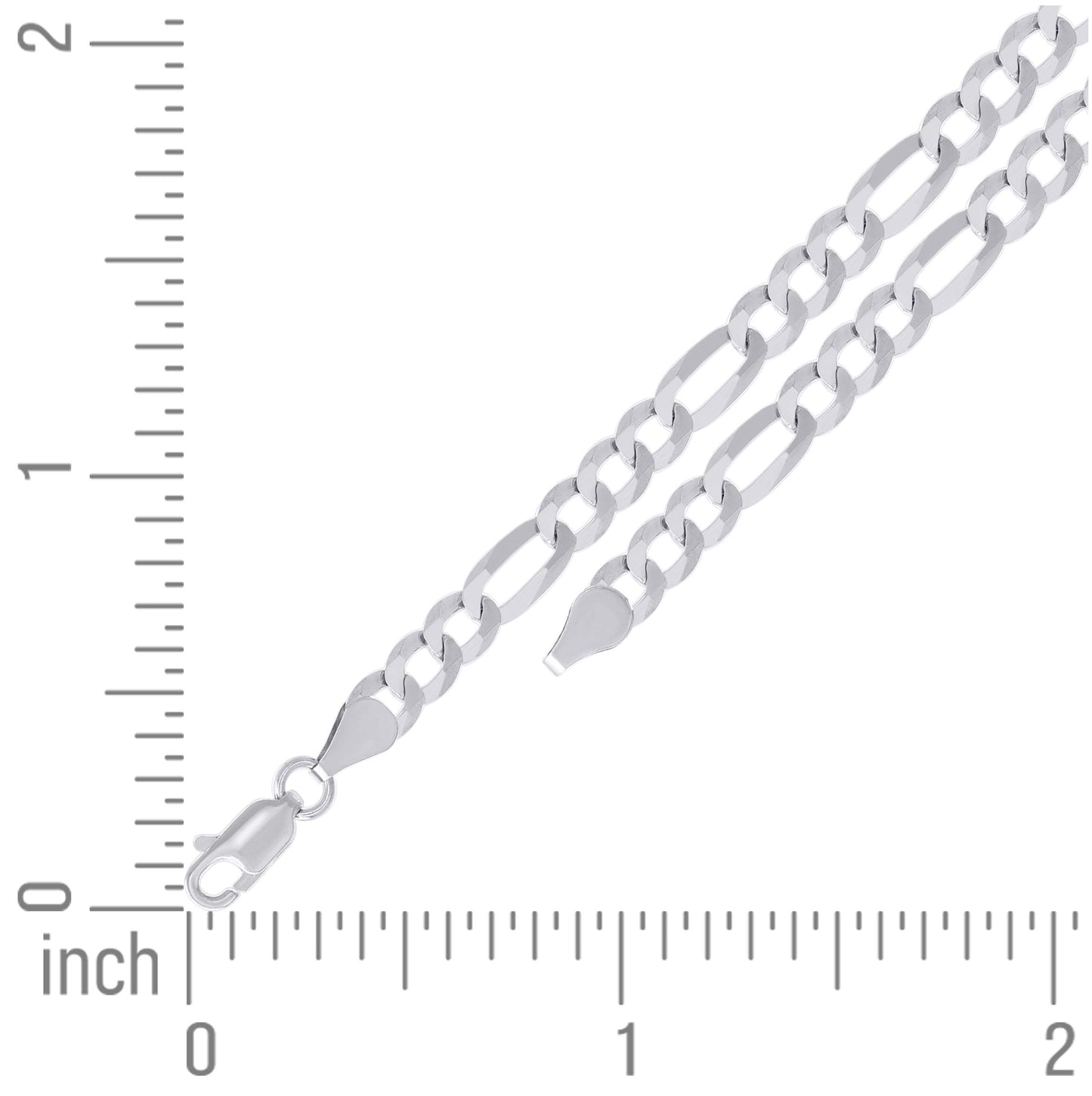 Sterling Silver Rhodium Plated Super Flat Figaro Chain