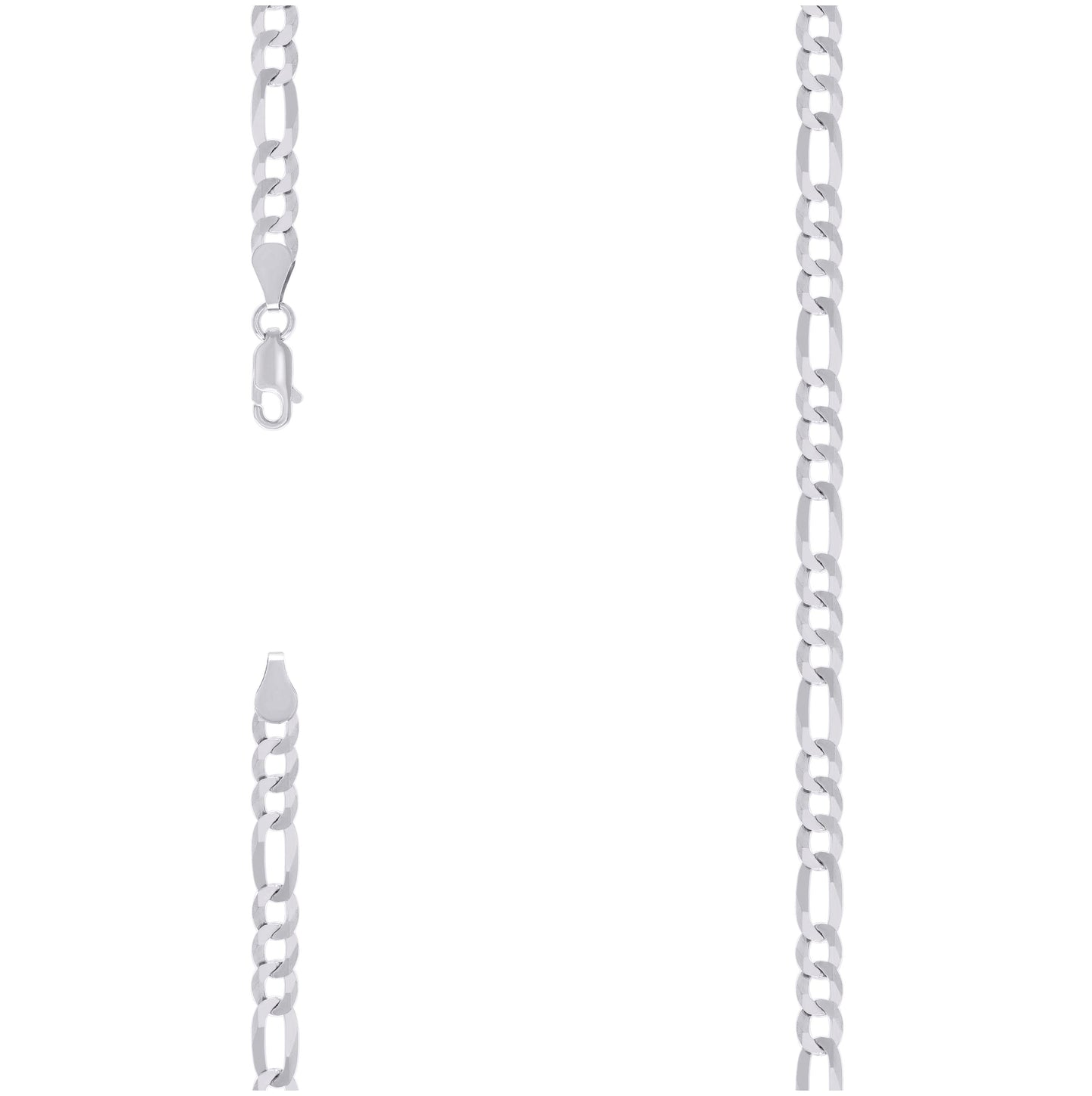 Sterling Silver Rhodium Plated Super Flat Figaro Chain