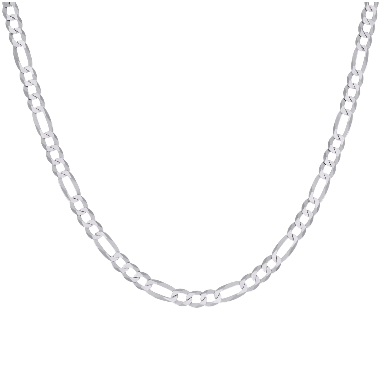 Sterling Silver Rhodium Plated Super Flat Figaro Chain