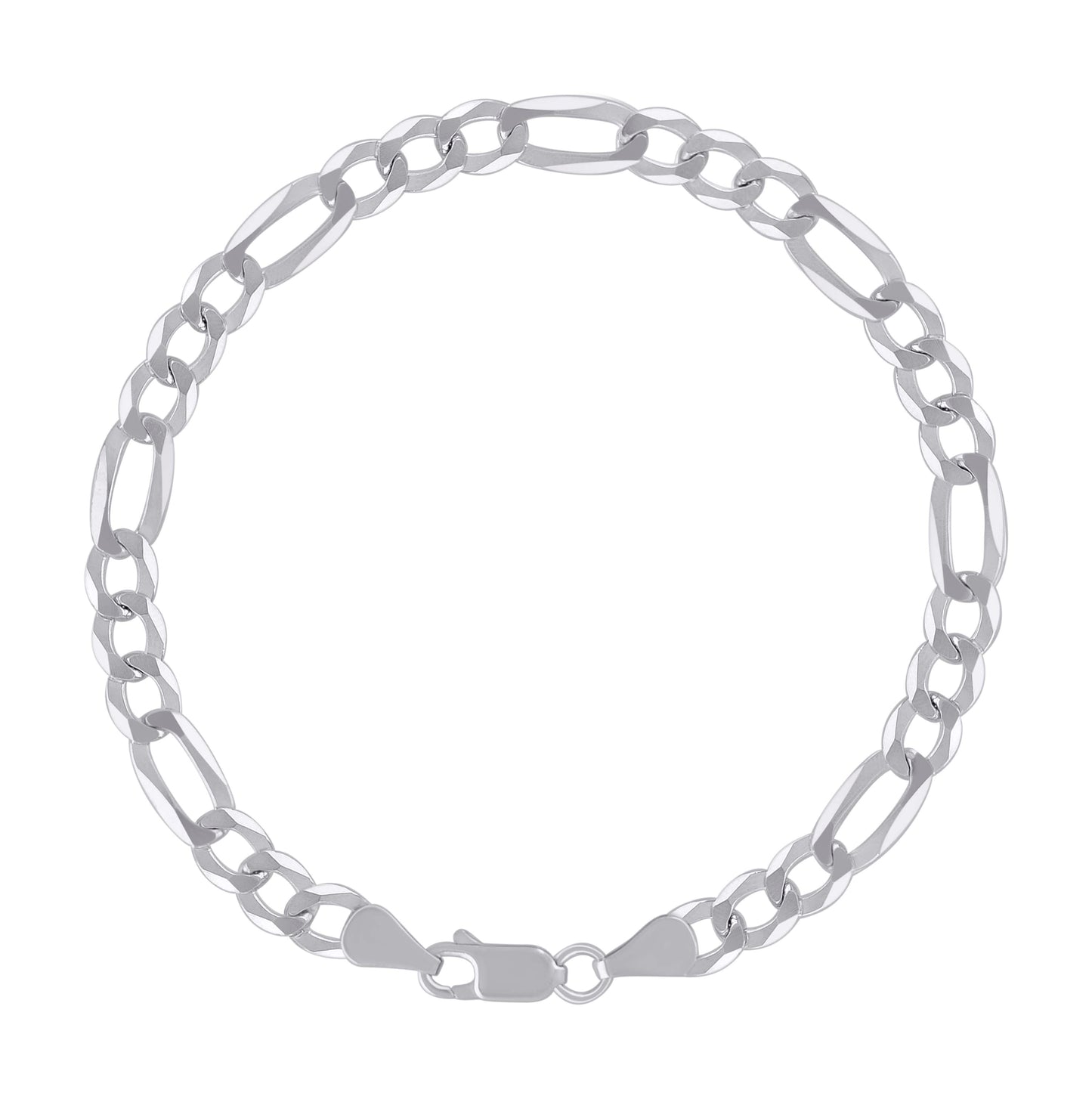 Sterling Silver Rhodium Plated Super Flat Figaro Chain