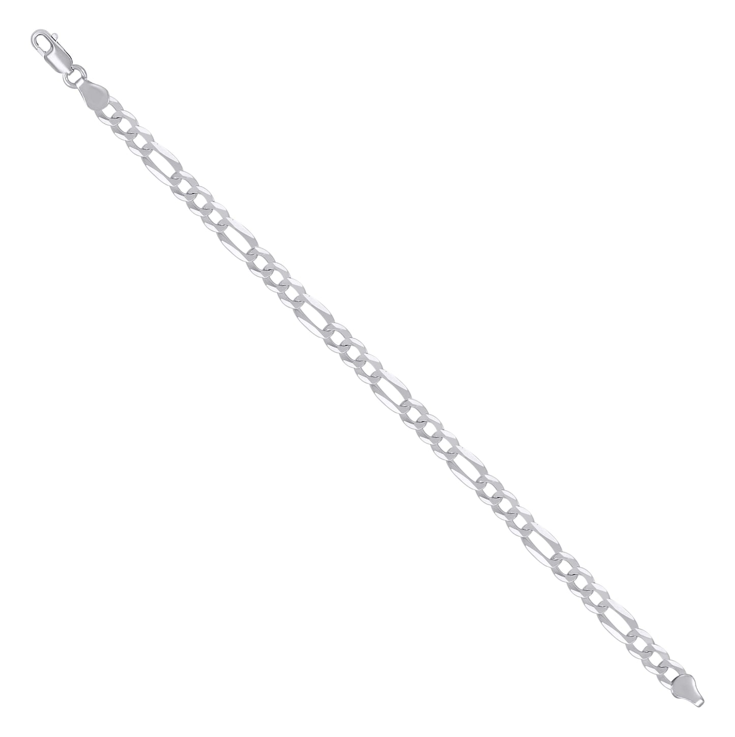 Sterling Silver Rhodium Plated Super Flat Figaro Chain