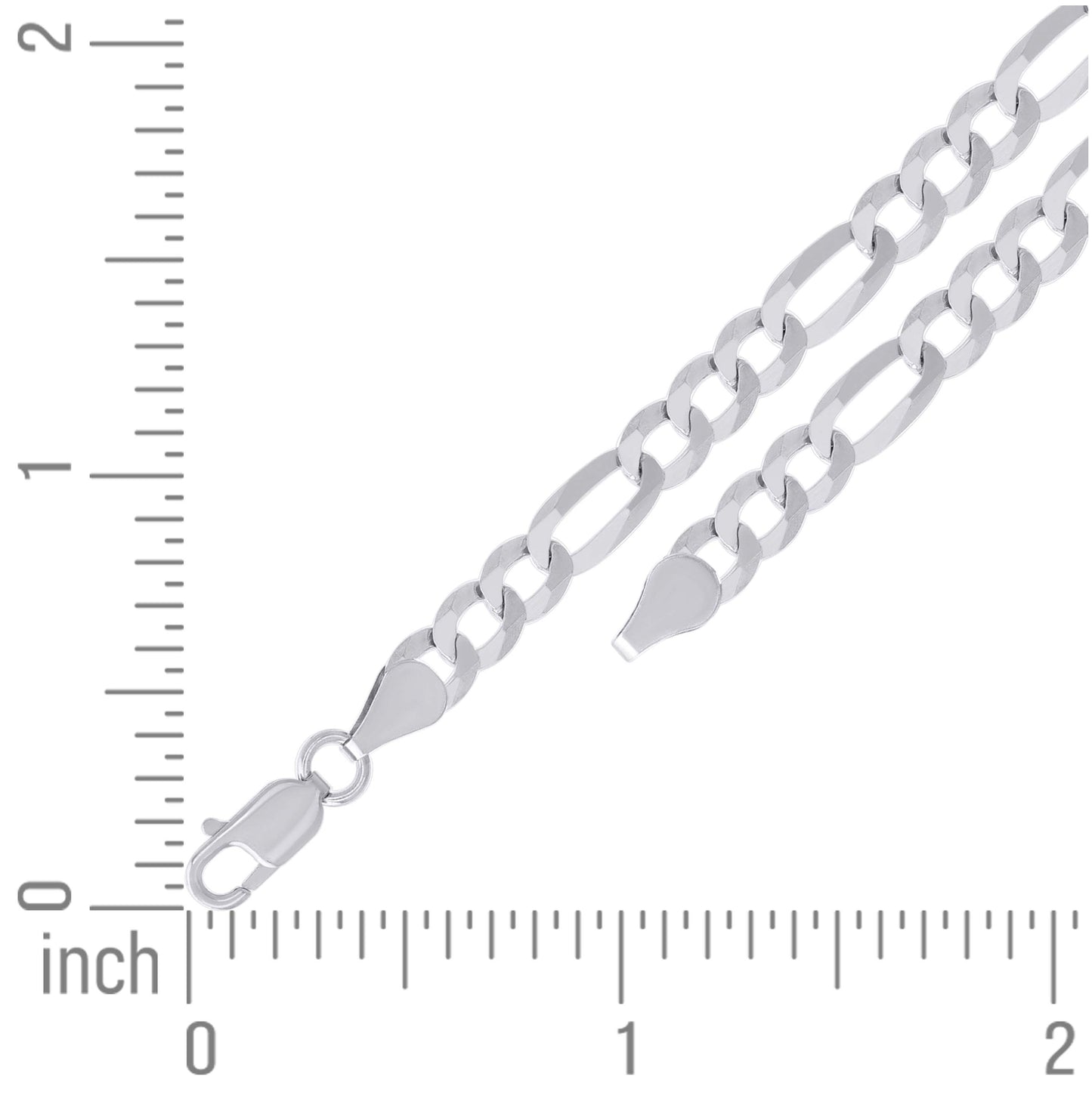 Sterling Silver Rhodium Plated Super Flat Figaro Chain