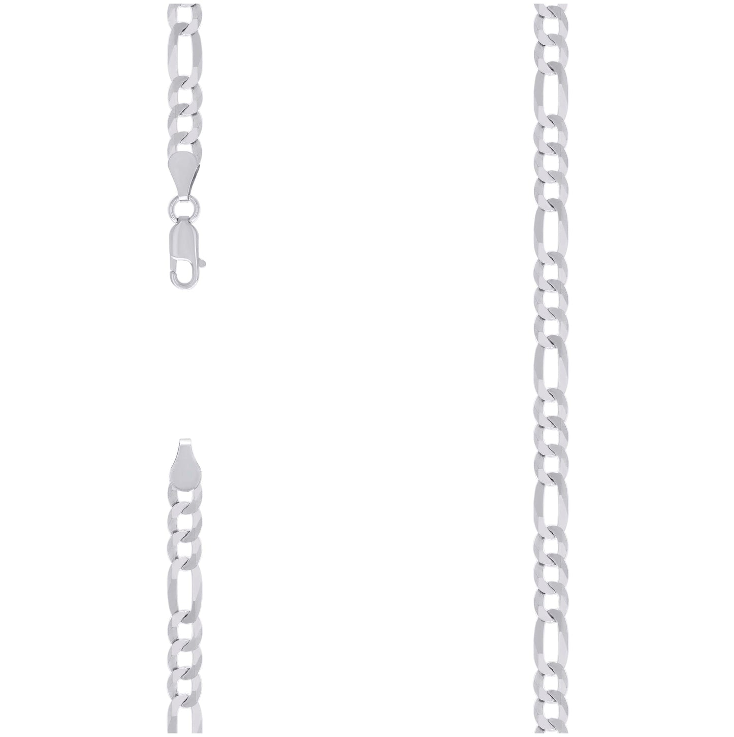 Sterling Silver Rhodium Plated Super Flat Figaro Chain