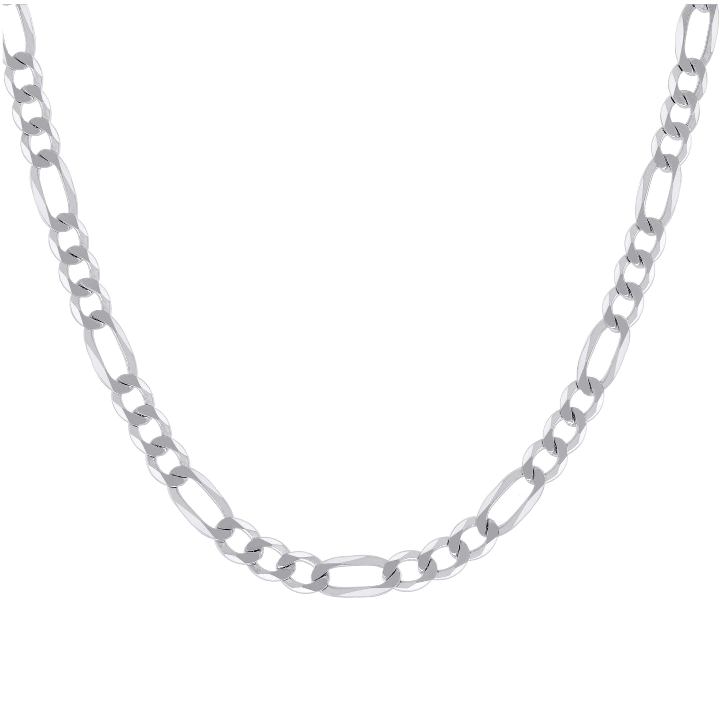 Sterling Silver Rhodium Plated Super Flat Figaro Chain