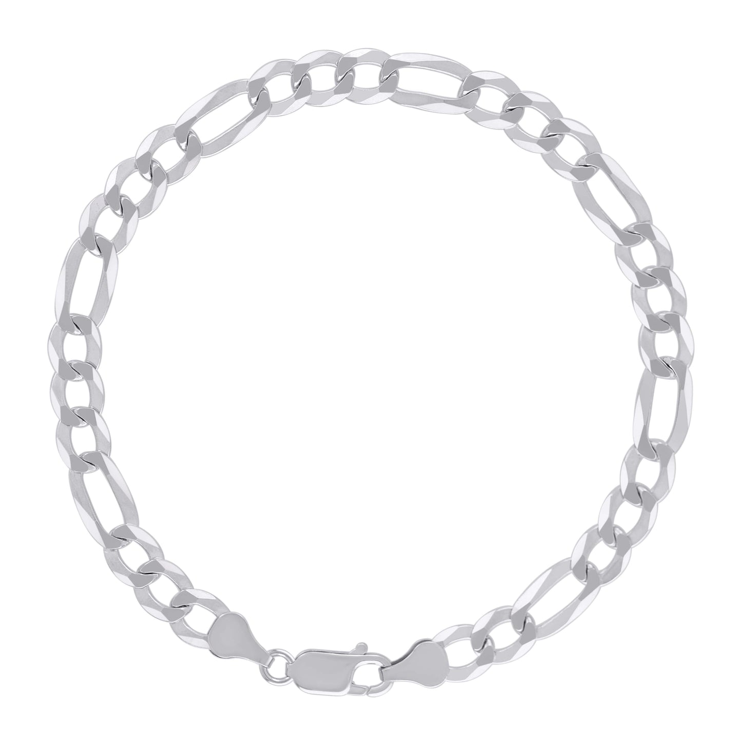 Sterling Silver Rhodium Plated Super Flat Figaro Chain
