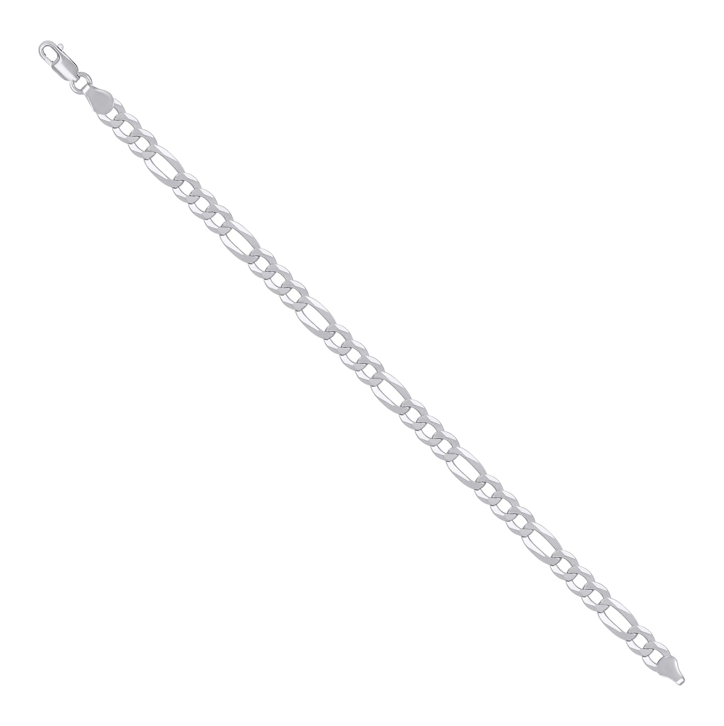 Sterling Silver Rhodium Plated Super Flat Figaro Chain
