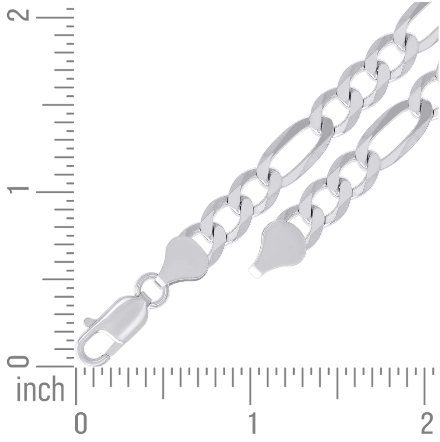 Sterling Silver Rhodium Plated Super Flat Figaro Chain