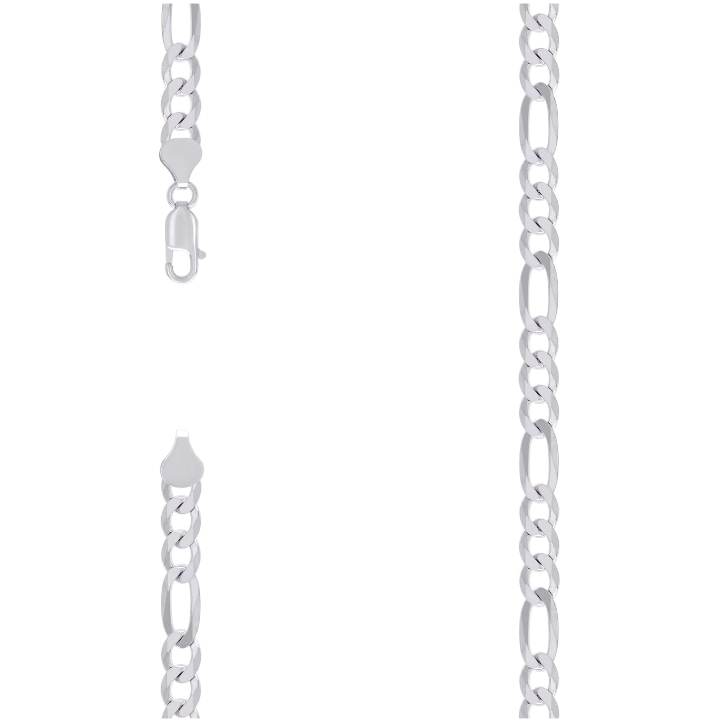Sterling Silver Rhodium Plated Super Flat Figaro Chain