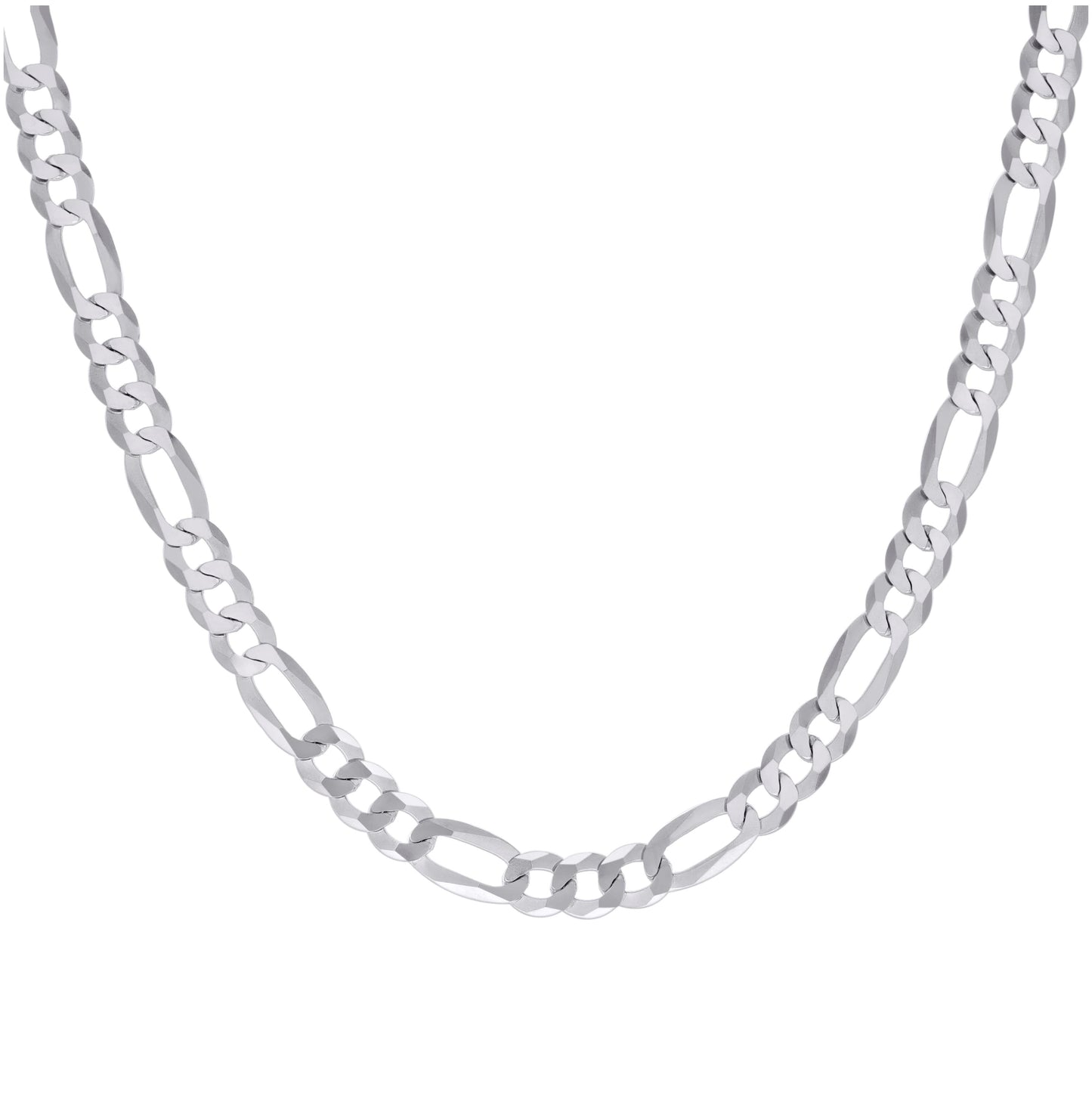 Sterling Silver Rhodium Plated Super Flat Figaro Chain