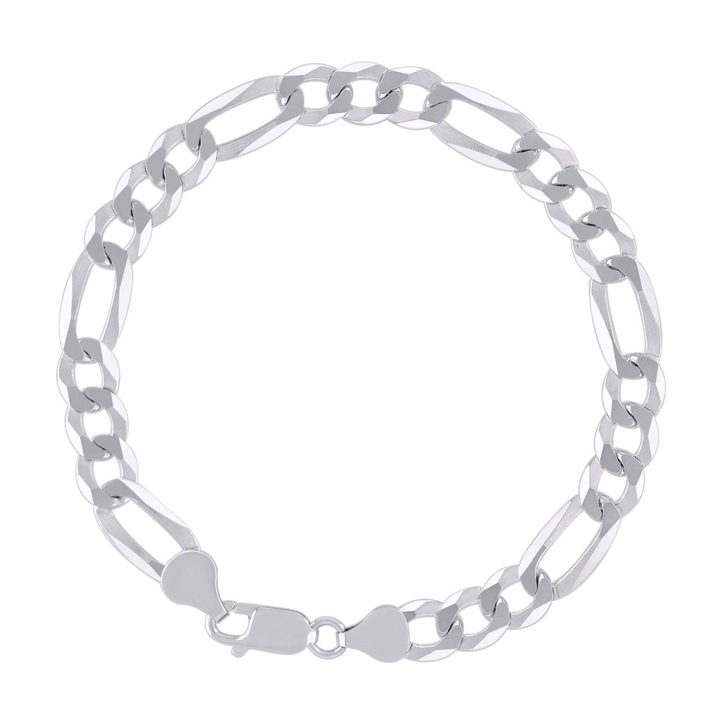 Sterling Silver Rhodium Plated Super Flat Figaro Chain