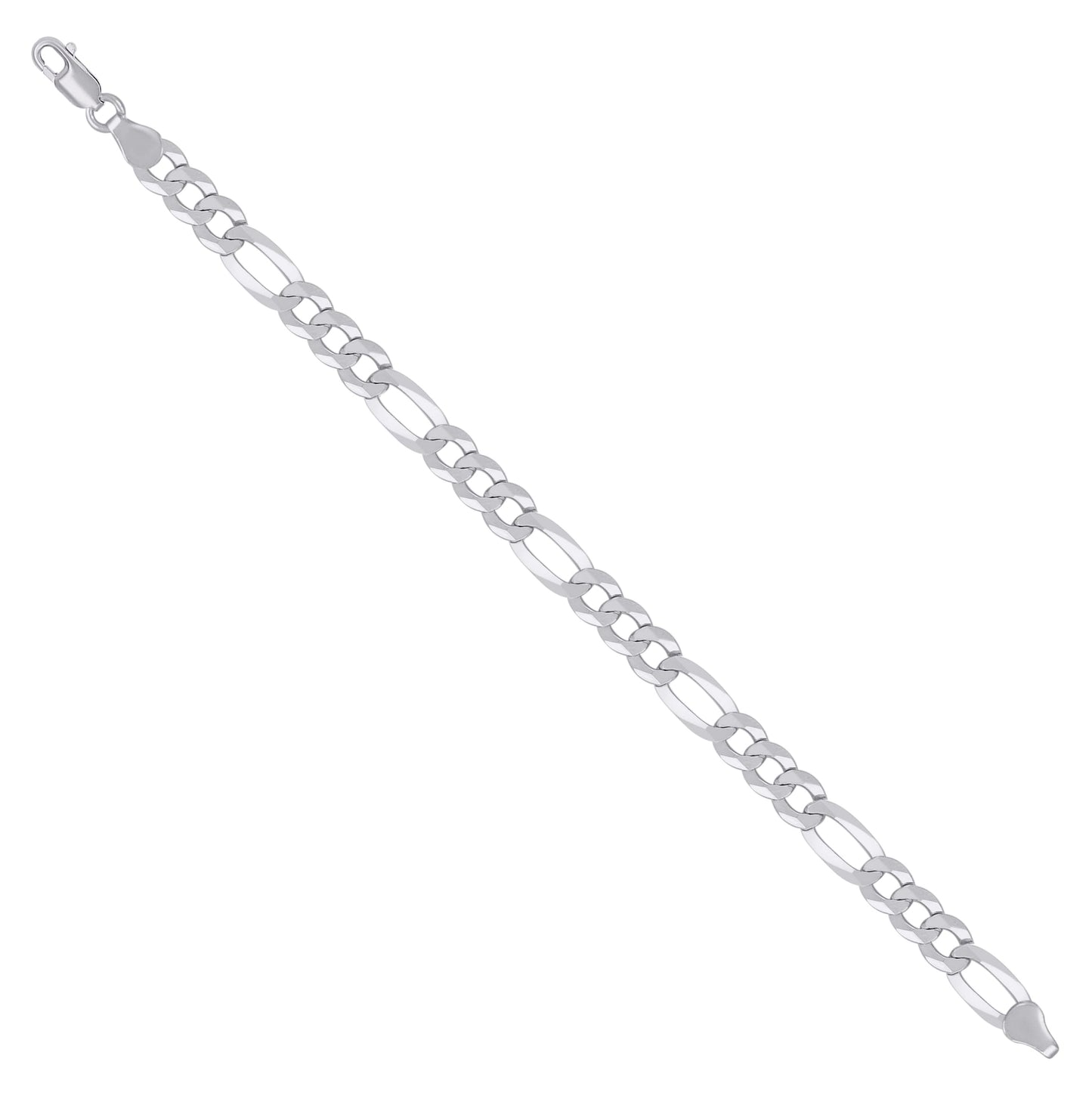 Sterling Silver Rhodium Plated Super Flat Figaro Chain