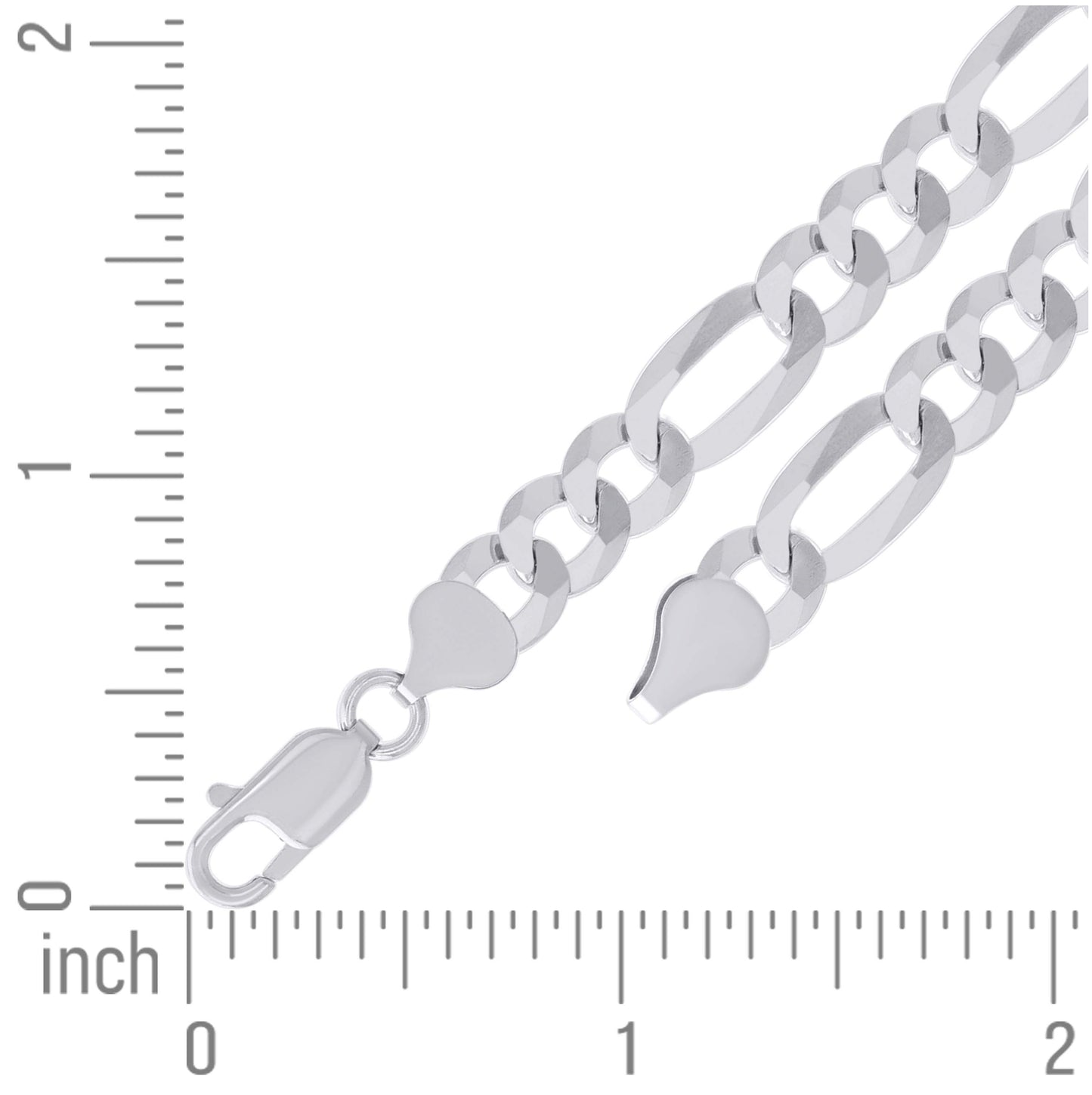 Sterling Silver Rhodium Plated Super Flat Figaro Chain