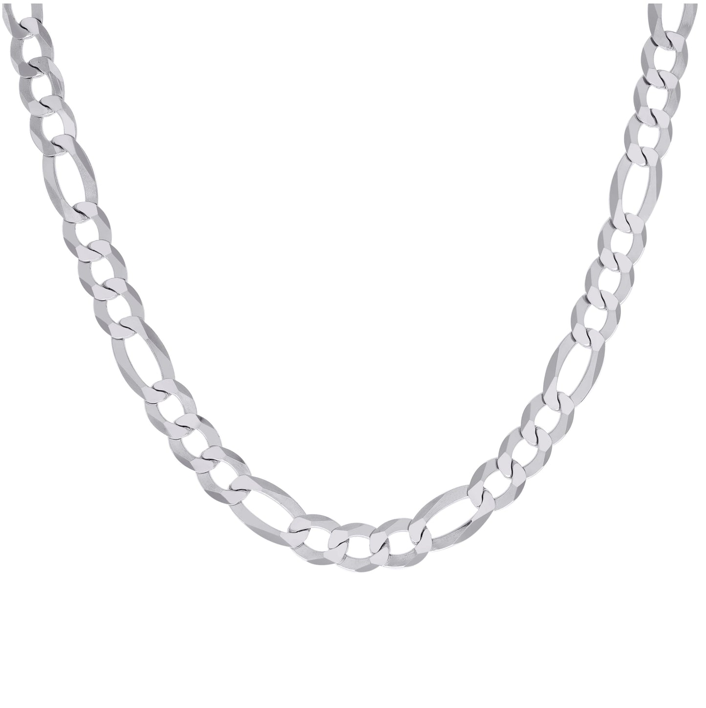 Sterling Silver Rhodium Plated Super Flat Figaro Chain