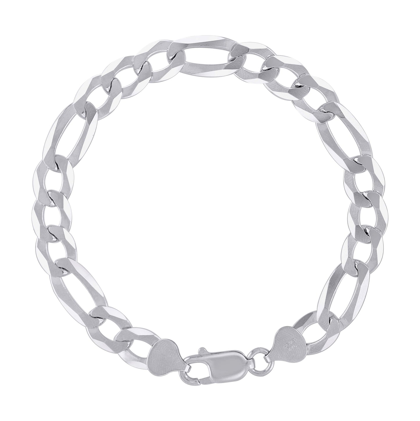 Sterling Silver Rhodium Plated Super Flat Figaro Chain
