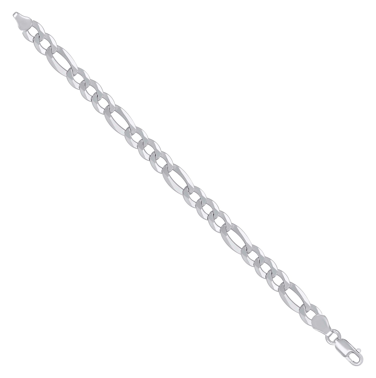 Sterling Silver Rhodium Plated Super Flat Figaro Chain
