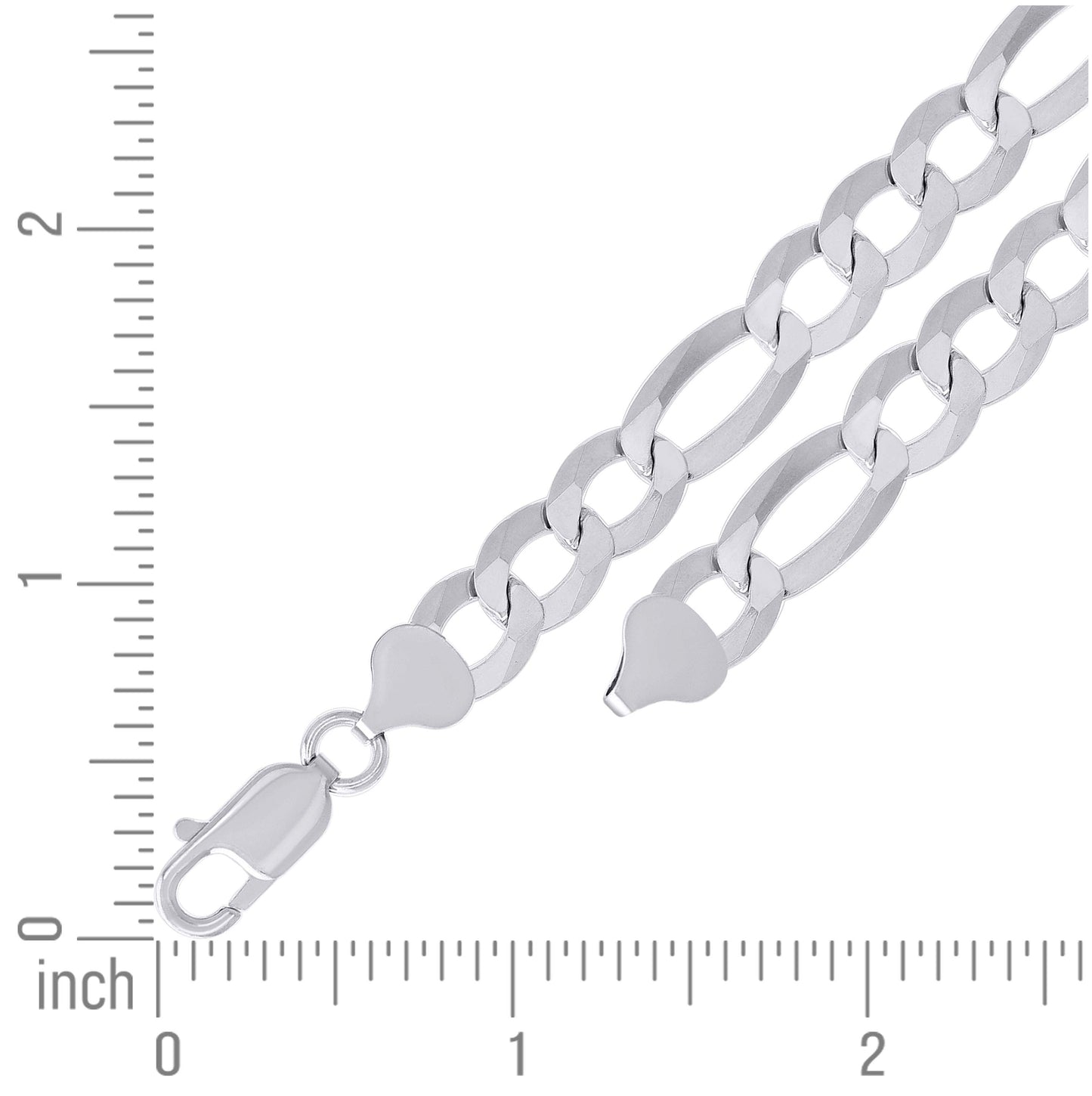 Sterling Silver Rhodium Plated Super Flat Figaro Chain