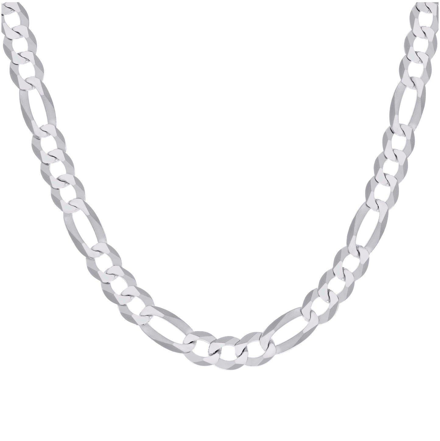 Sterling Silver Rhodium Plated Super Flat Figaro Chain