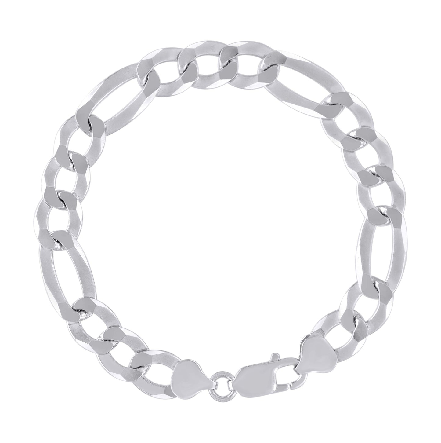 Sterling Silver Rhodium Plated Super Flat Figaro Chain
