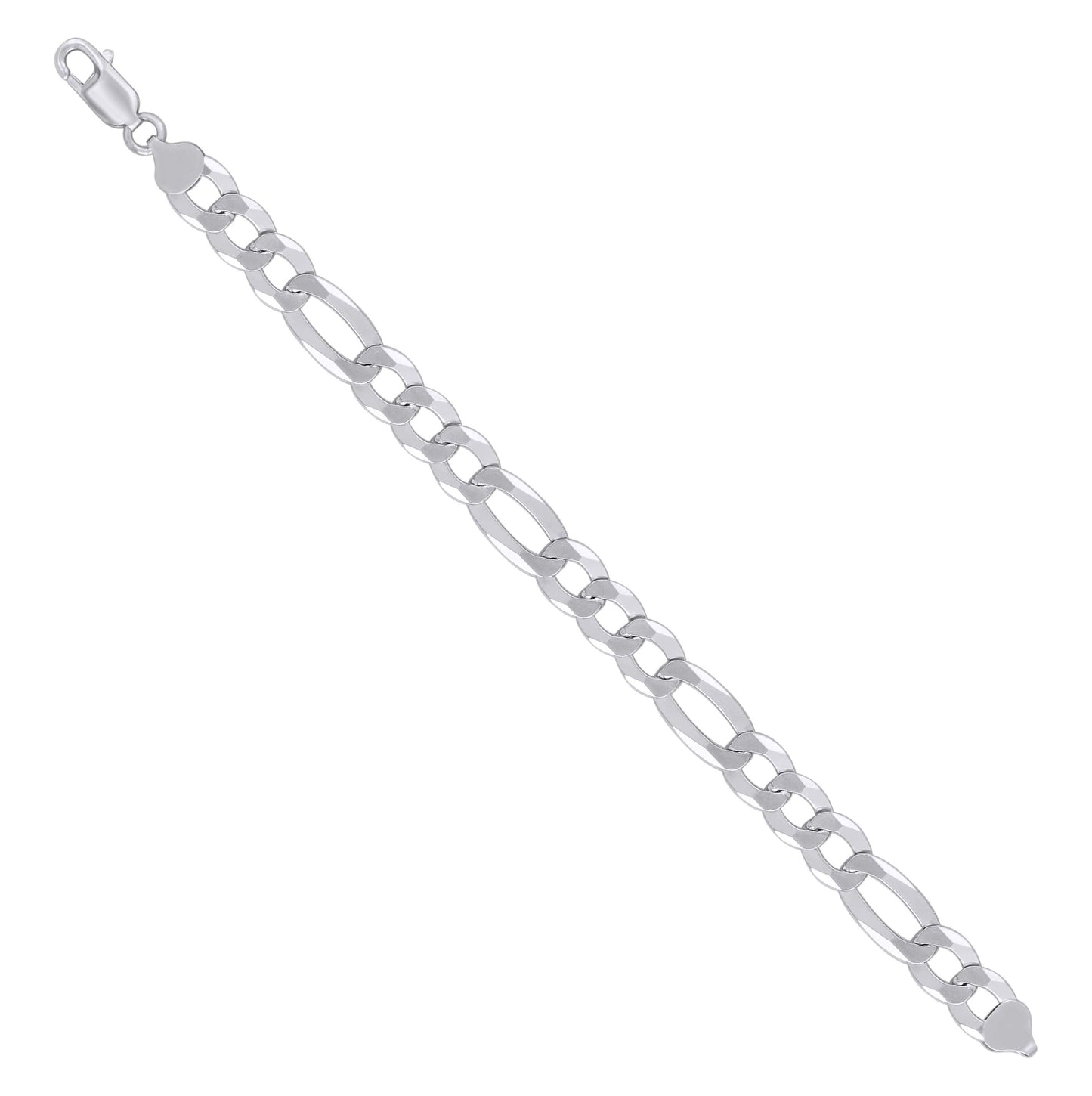 Sterling Silver Rhodium Plated Super Flat Figaro Chain