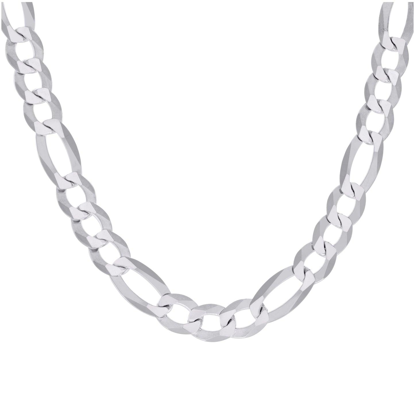 Sterling Silver Rhodium Plated Super Flat Figaro Chain