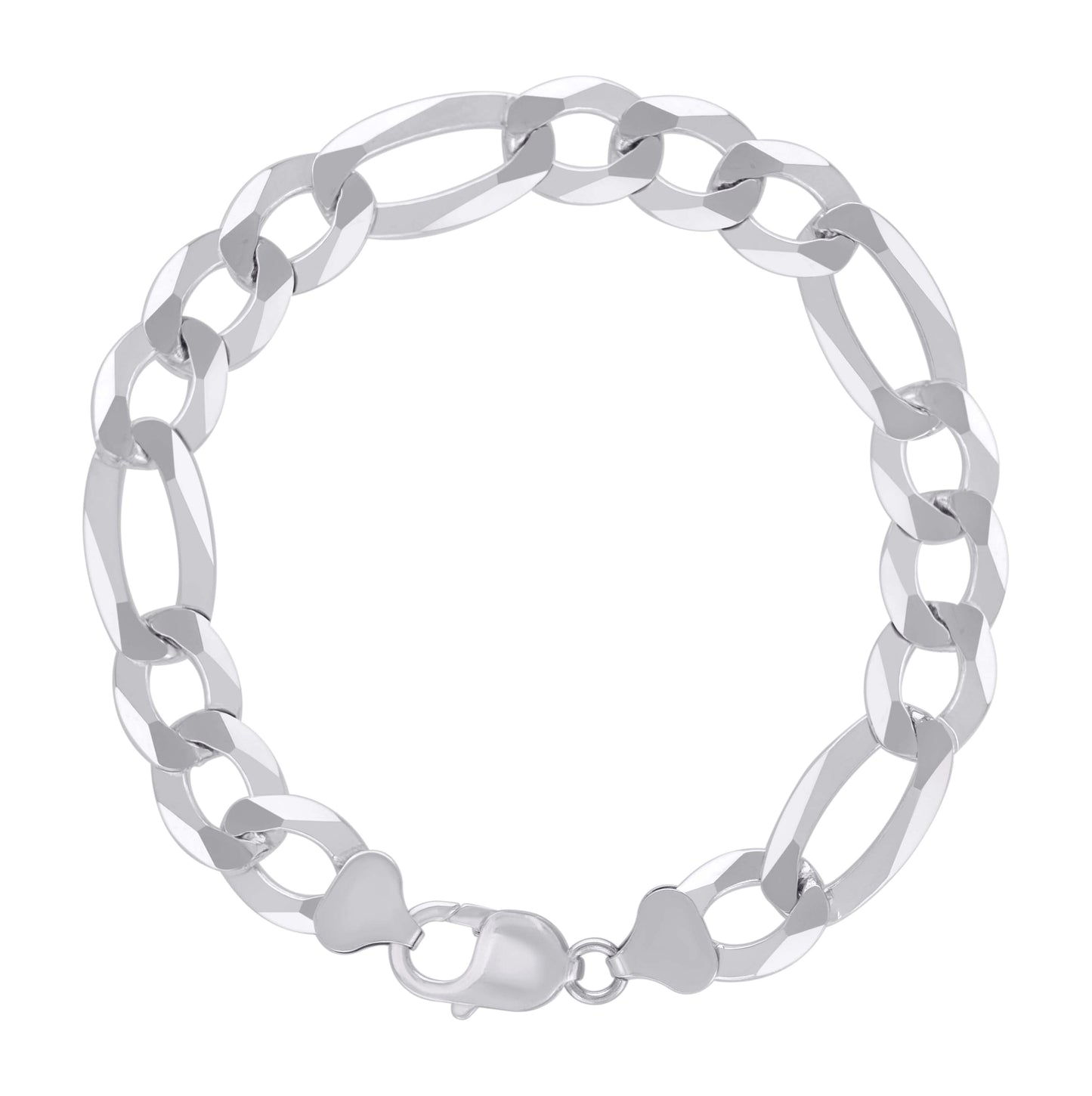 Sterling Silver Rhodium Plated Super Flat Figaro Chain