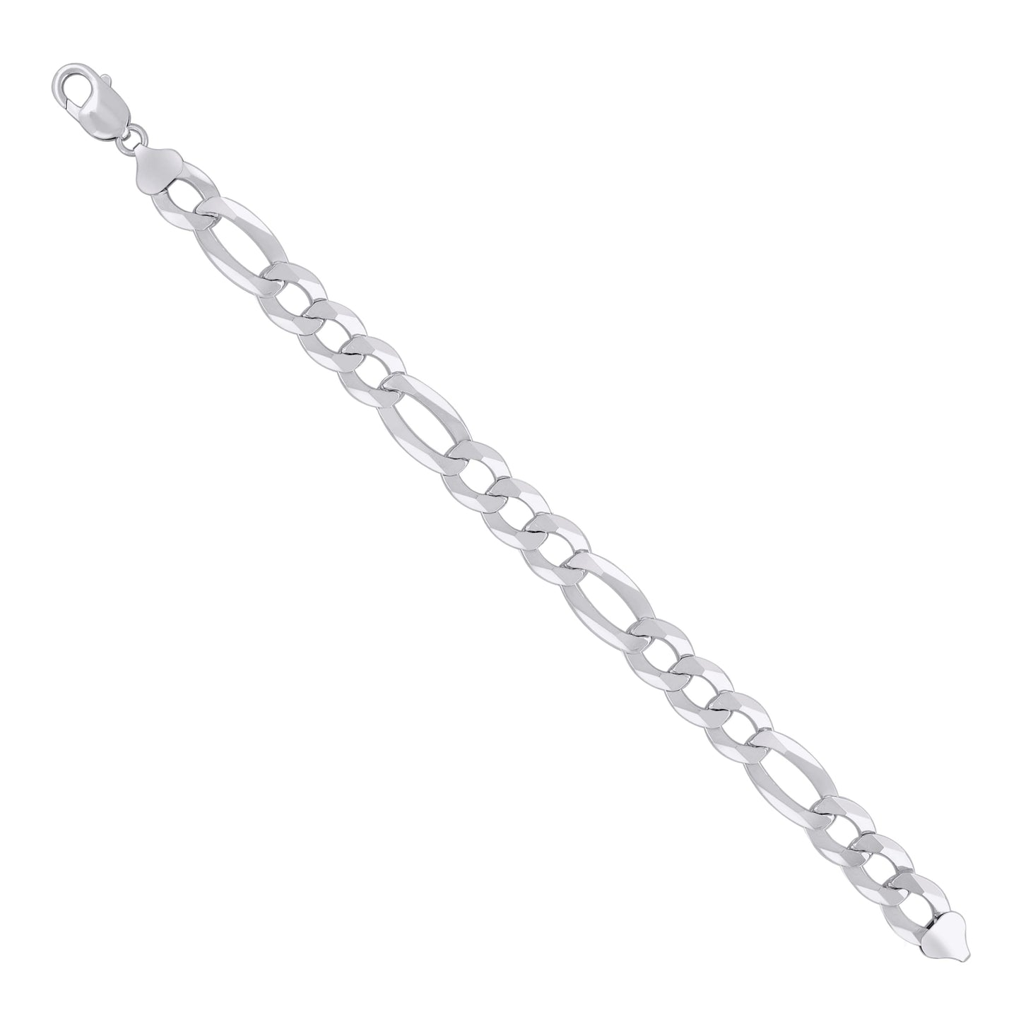 Sterling Silver Rhodium Plated Super Flat Figaro Chain