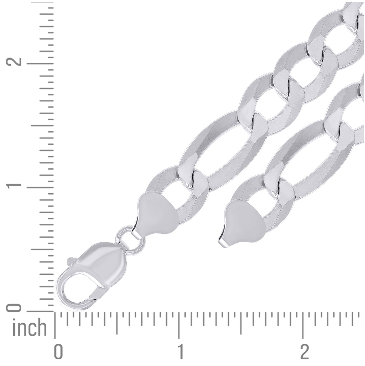 Sterling Silver Rhodium Plated Super Flat Figaro Chain
