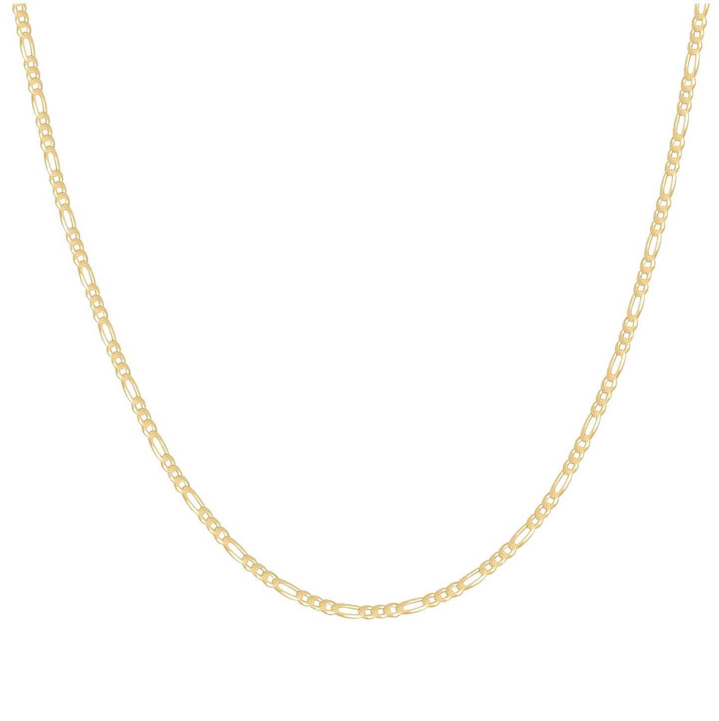 Sterling Silver Yellow-Tone Super Flat Figaro Chain