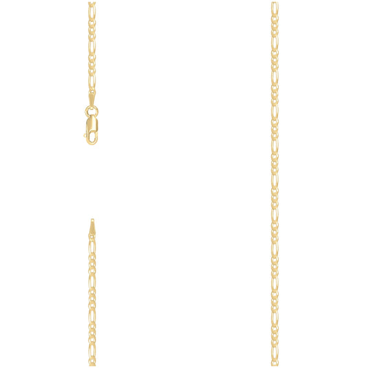 Sterling Silver Yellow-Tone Super Flat Figaro Chain