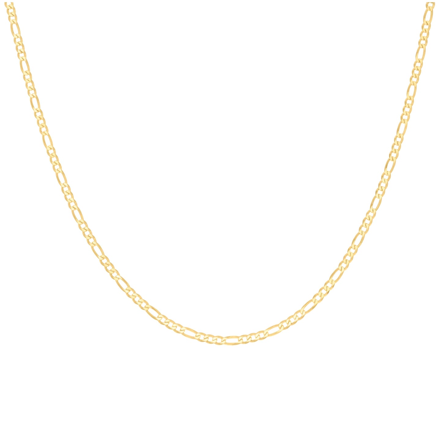 Sterling Silver Yellow-Tone Super Flat Figaro Chain