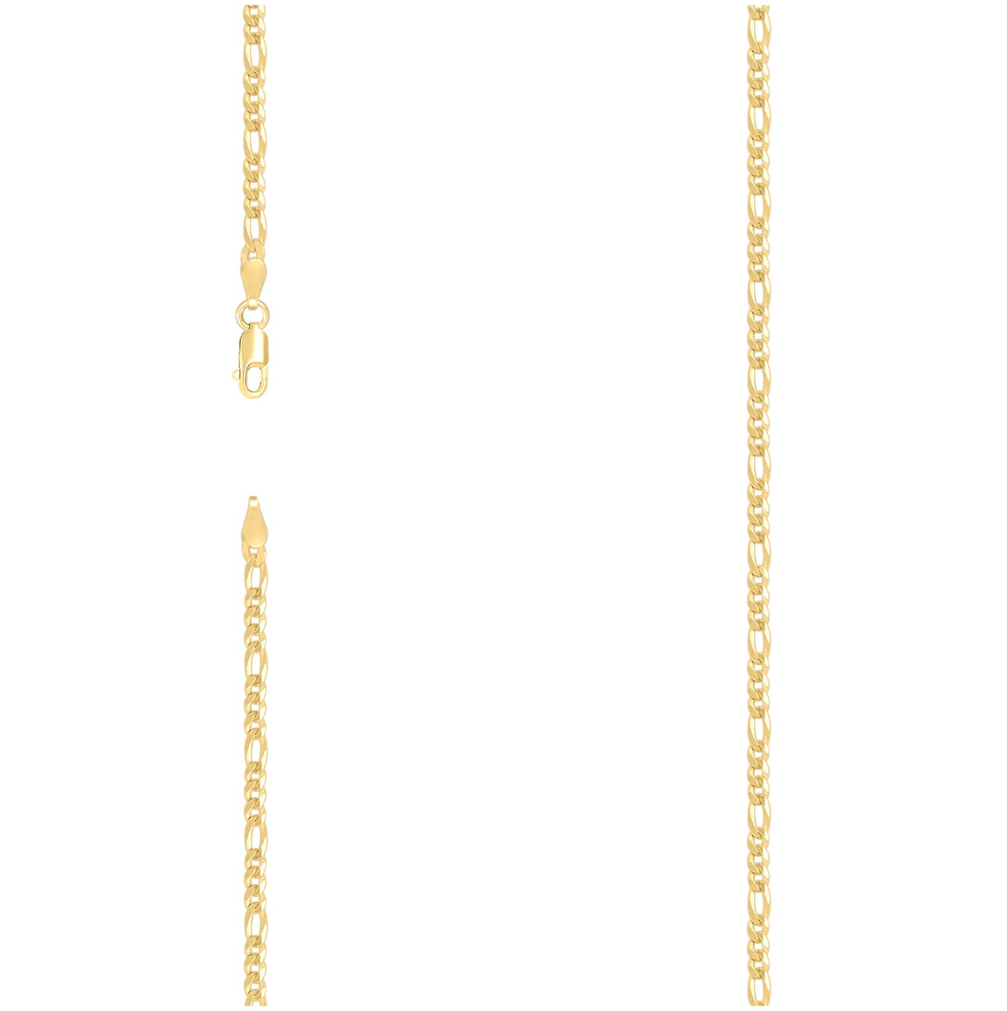 Sterling Silver Yellow-Tone Super Flat Figaro Chain