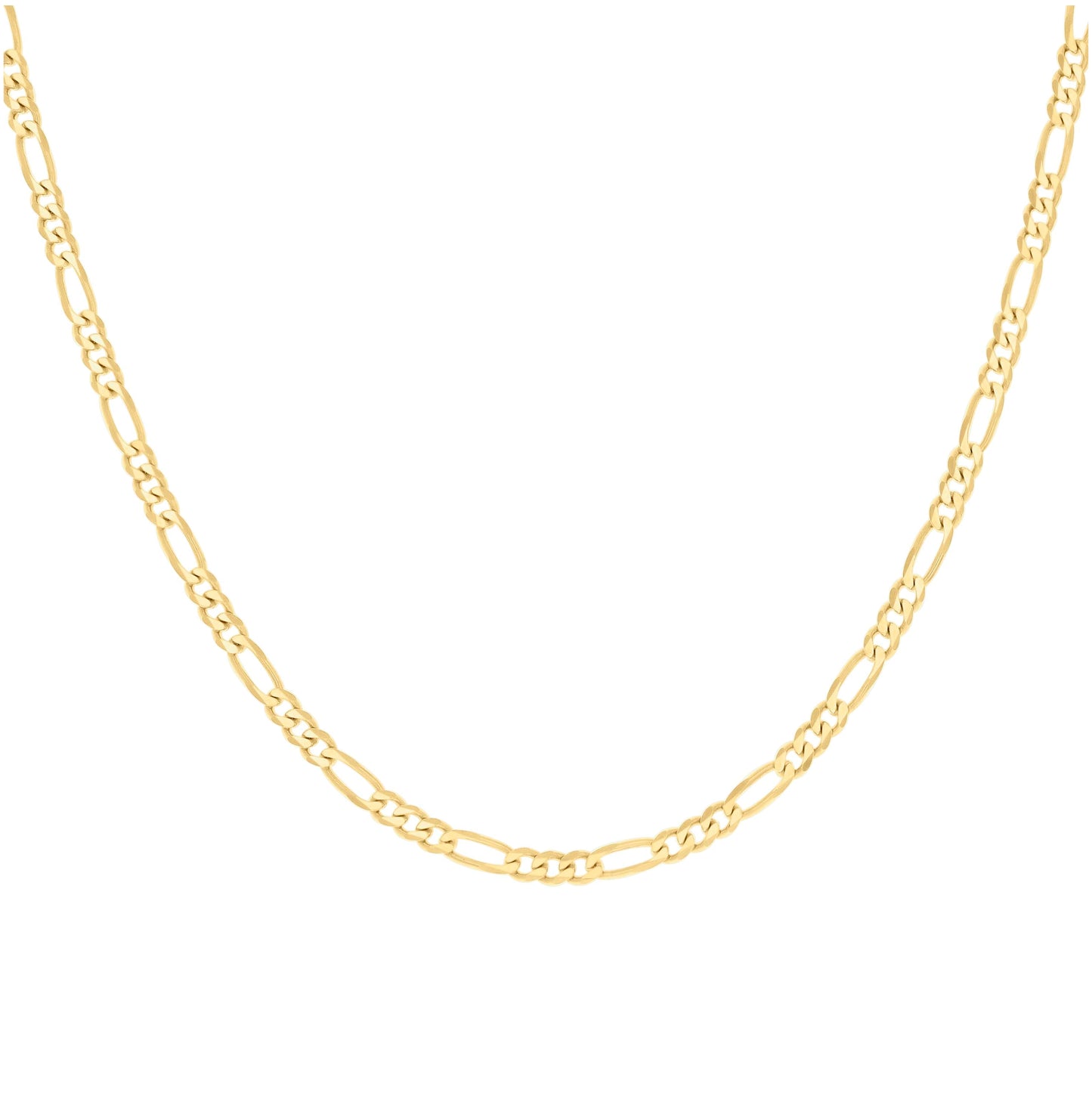 Sterling Silver Yellow-Tone Super Flat Figaro Chain