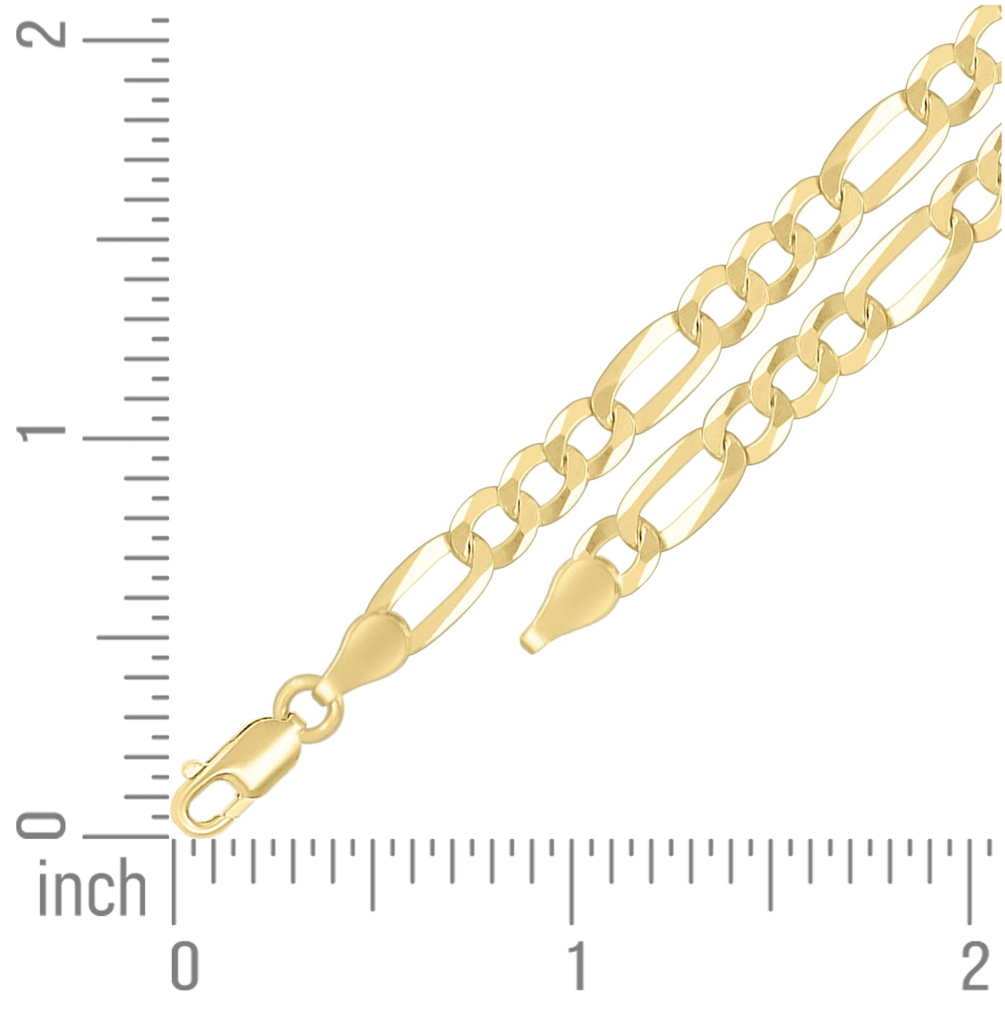 Sterling Silver Yellow-Tone Super Flat Figaro Chain